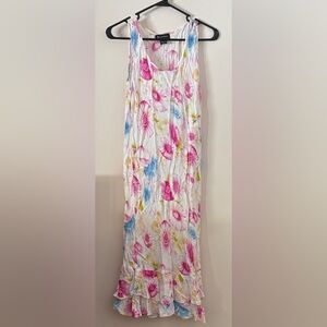 Endless Options Pretty White Lightweight Floral Maxi Dress Women’s Size L Large